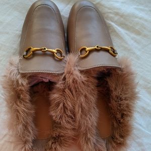 Faux fur mules